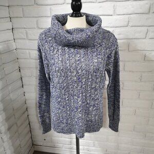 American Eagle Outfitters Ladies Size Medium Purple, Gry & Wht Cowl Neck Sweater